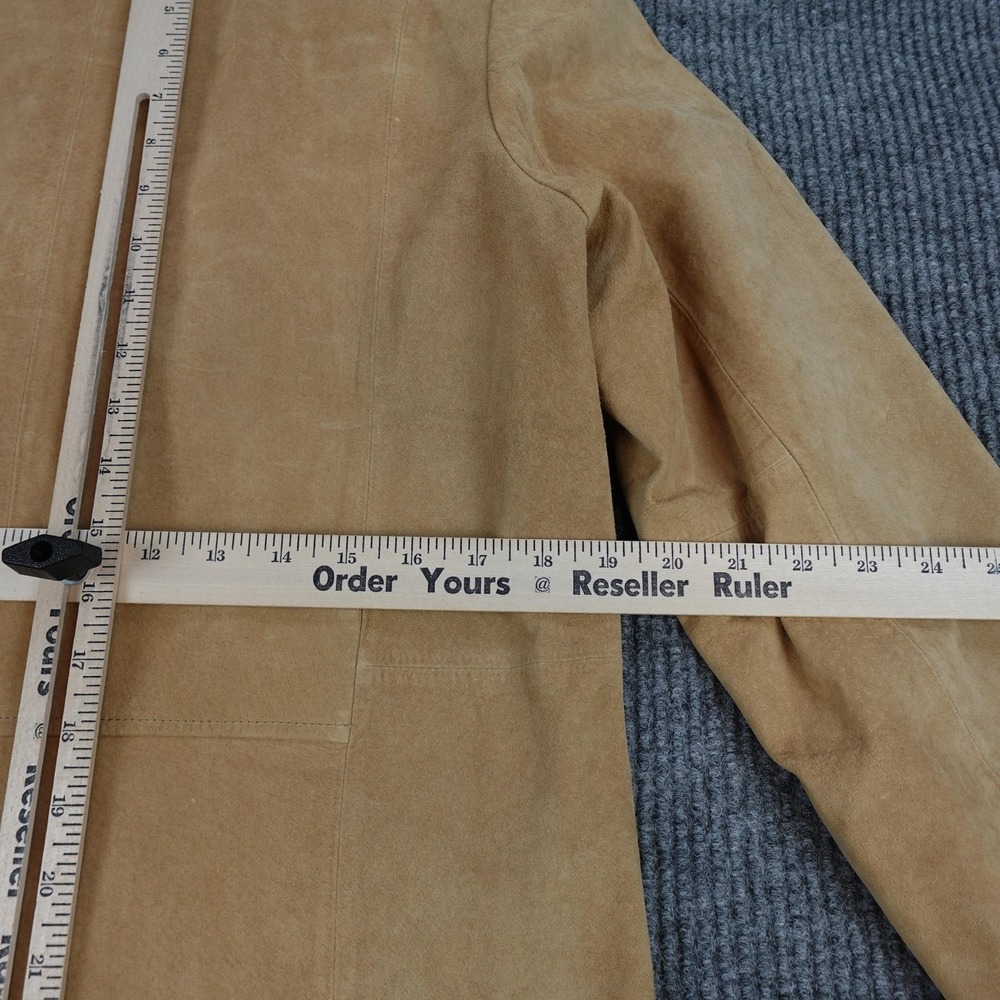 Eddie Bauer Seattle Suede Coat Womens Medium Beige Leather Long Lined Overcoat - Picture 8 of 10